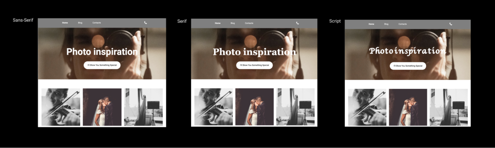 Sans-Serif, Serif and Script